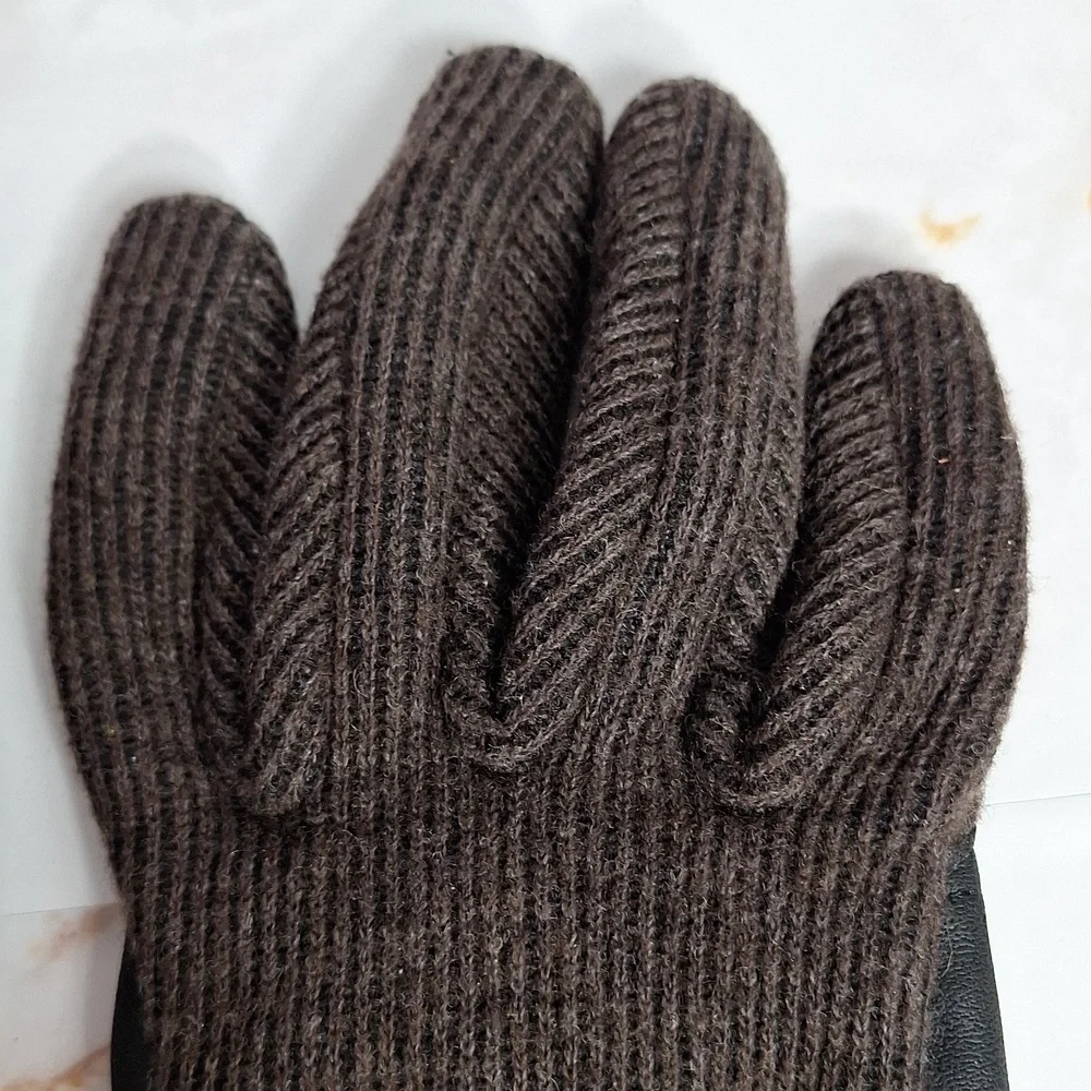 Timberland Wool Gloves Brown Knit Ribbed